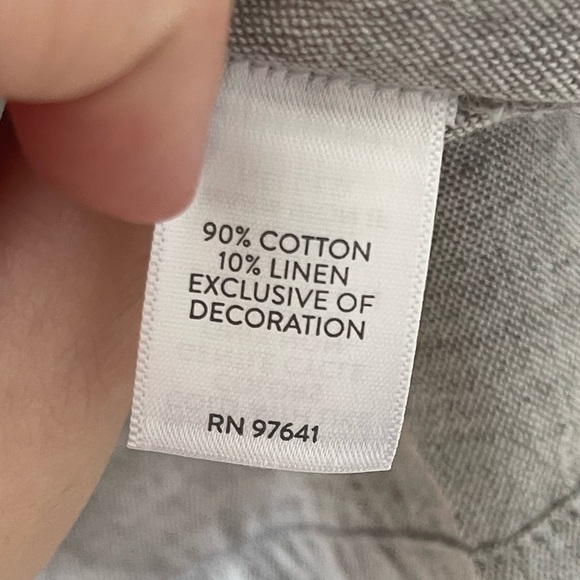 J. Jill | PureJill | Cotton Linen Gray Blouse Embroidered Sleeves - Picture 4 of 6
